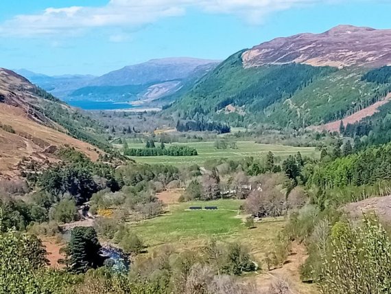 A view from the Braemore Viewpoint looking down towards Loch Broom and Ullapool.