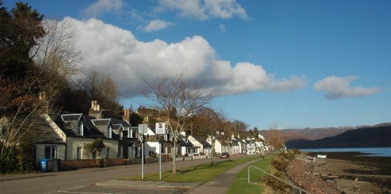 A view of the Main Street in Lochcarron. This is the first place we reach on the West Coast during our tour of Wild West Coast Scotland.